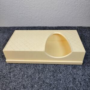 Vintage Plastic Tissue Box Cover Lattice Mid Century Vanity Retro Cream Yellowed